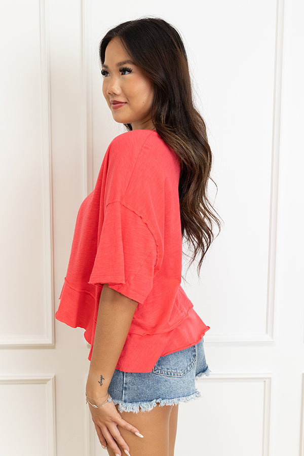 Simple Sway Oversized Crop Tee In Cherry Red Image 3