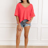 Simple Sway Oversized Crop Tee In Cherry Red Image 1