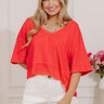 Simple Sway Oversized Crop Tee In Cherry Red Image - 1