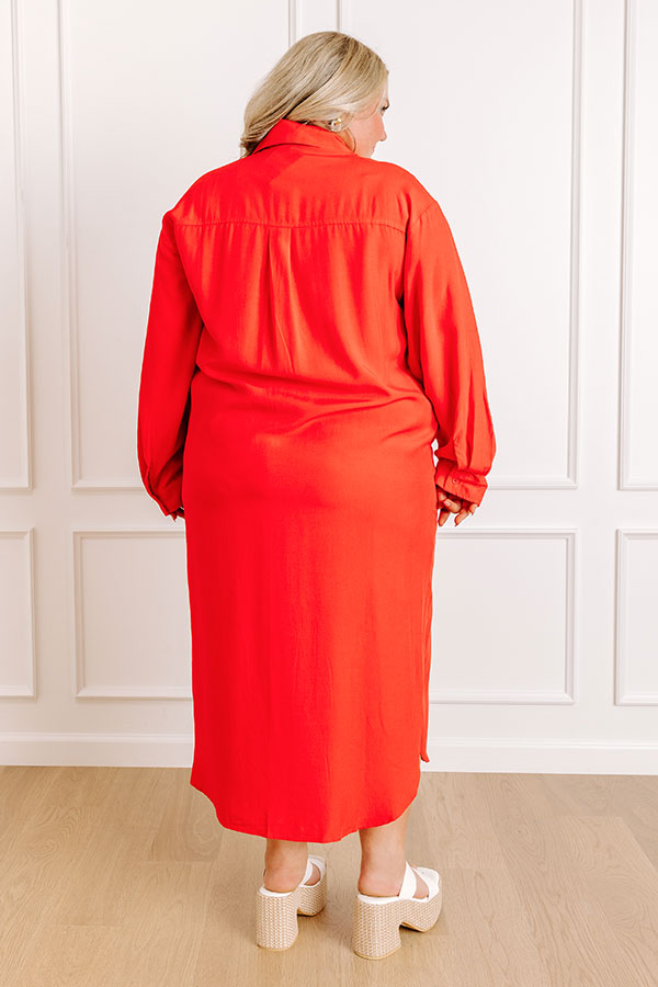red button down midi dress Red Cotton Button Down Midi Dress on Sale Gala