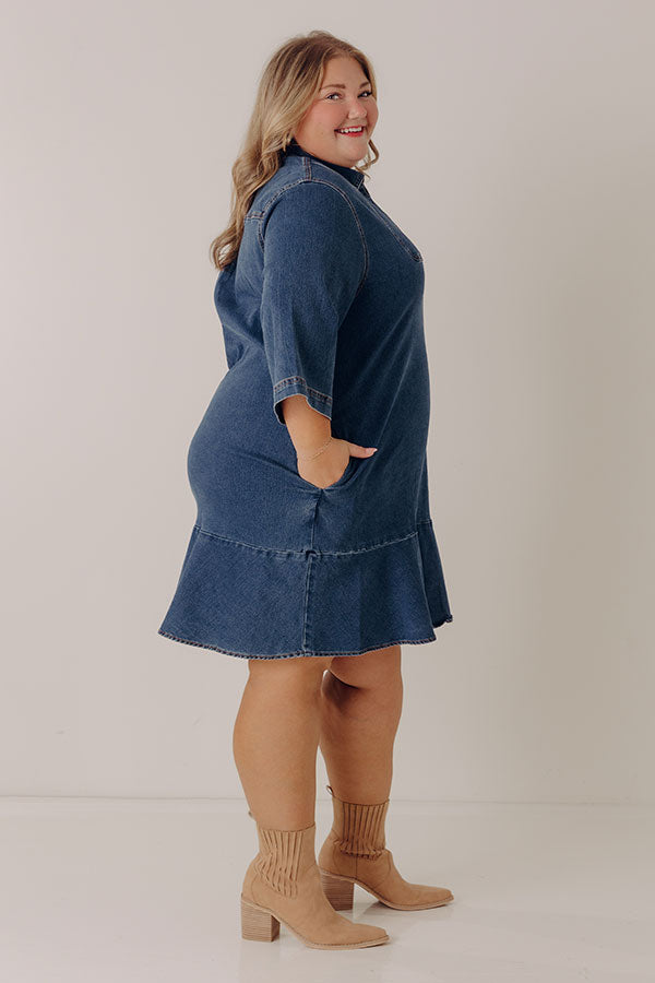 Simply Sweet Denim Mini Dress Curves Image - 3