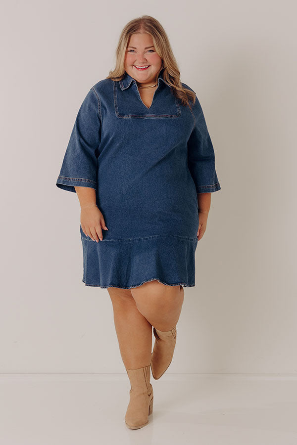 Simply Sweet Denim Mini Dress Curves