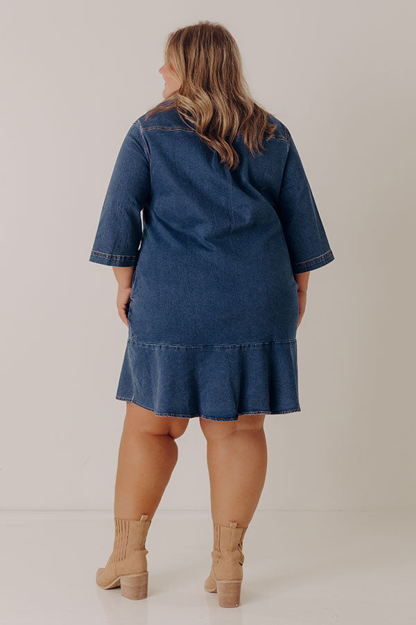 Simply Sweet Denim Mini Dress Curves Image - 4