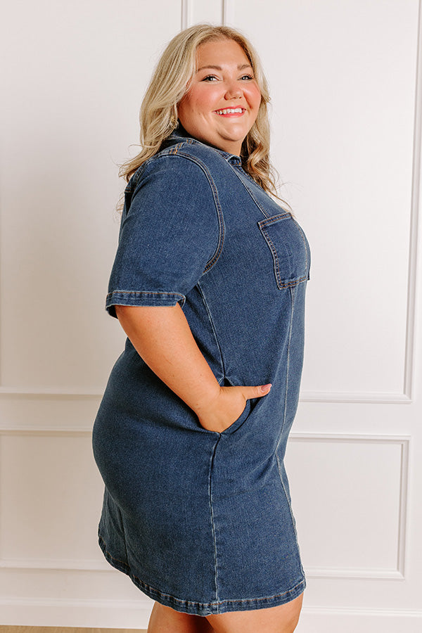 Darling Moment Denim Mini Dress Curves 2XL / Denim Dark Wash Darling Moment Denim Mini Dress Curves 2XL / Denim Dark Wash