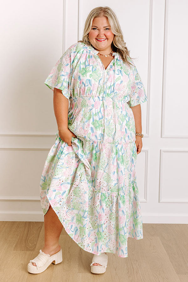 Picking Tulips Floral Eyelet Midi Dress Curves Image 2