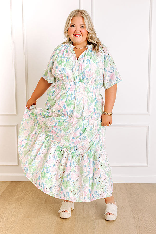 Picking Tulips Floral Eyelet Midi Dress Curves Image 3
