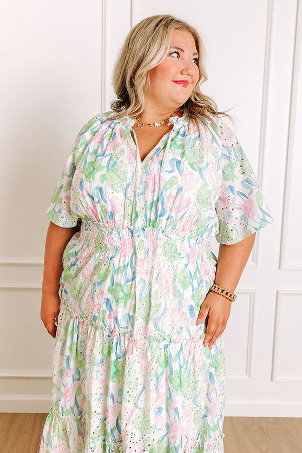 Picking Tulips Floral Eyelet Midi Dress Curves Image 4