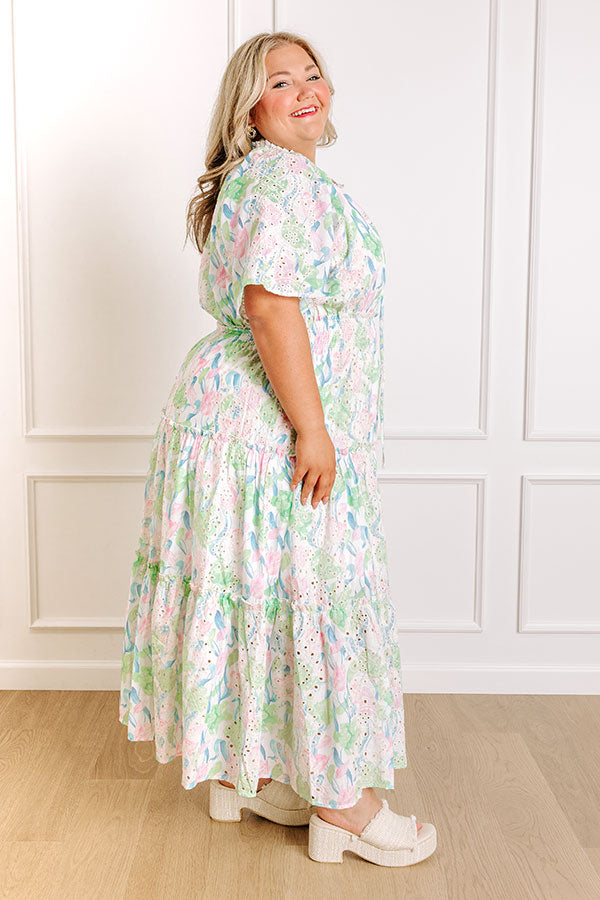 Picking Tulips Floral Eyelet Midi Dress Curves Image 5