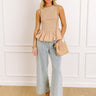 Sweet Talk Peplum Top in Iced Latte Image 1