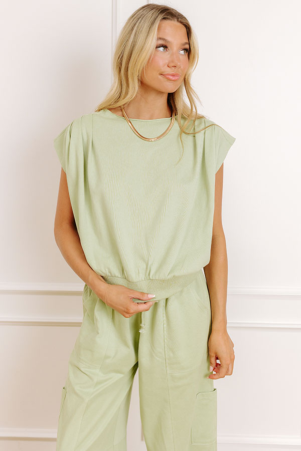 The Chill Edit Top in Sage Image 1