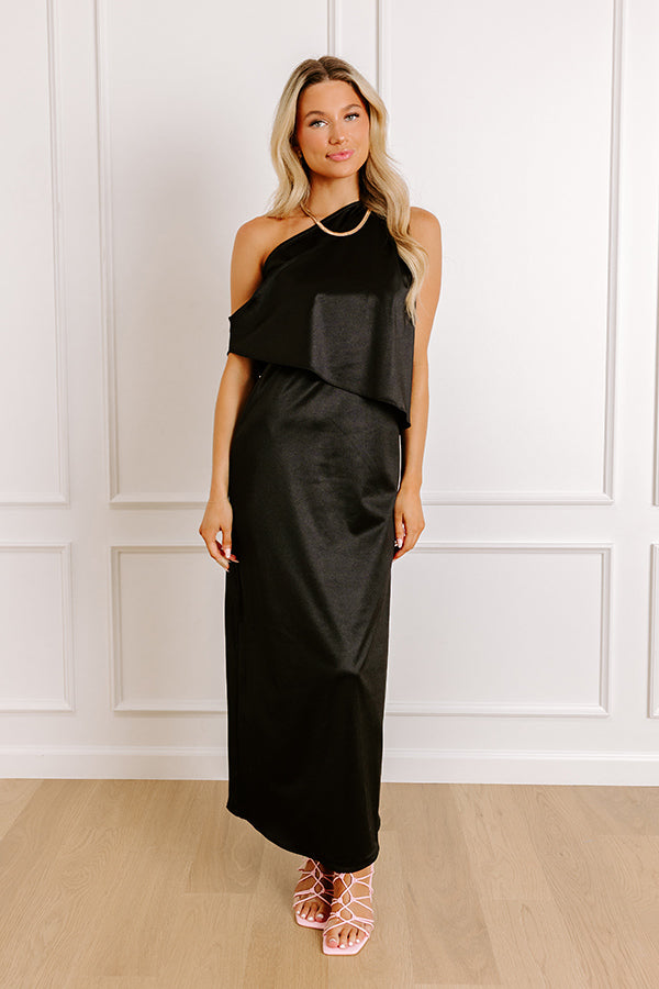 Glamour Girl Satin Midi Dress in Black Impressions Online Boutique Glamour Girl Satin Midi Dress in Black Impressions Online Boutique