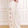 Sicily Stroll High Waist Linen-Blend Embroidered Pants in Oatmeal Image 1