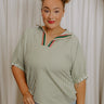 Country Club Gathering Stripe Top in Olive Curves Image - 1