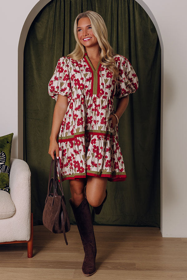 Fresh Horizon Floral Mini Dress in Rust Image - 1