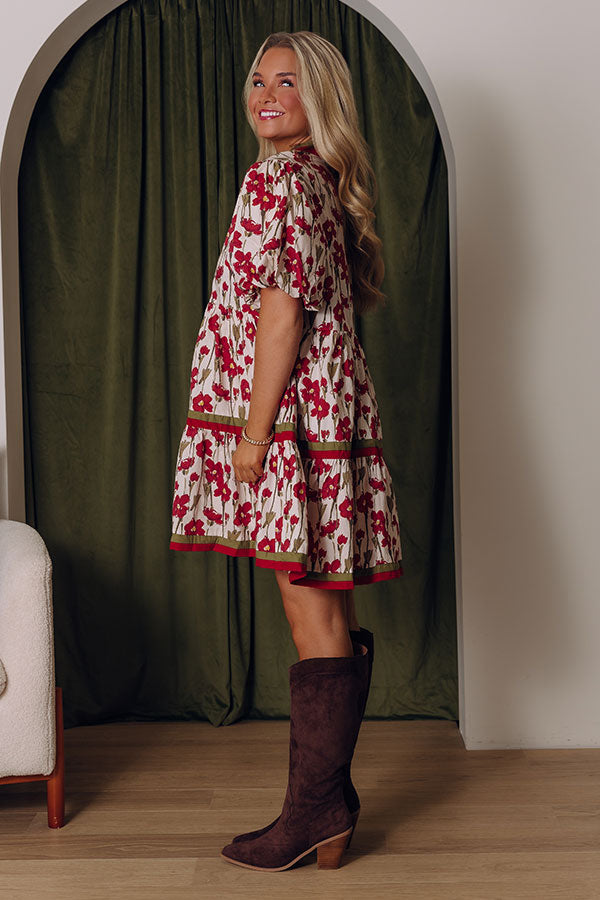 Fresh Horizon Floral Mini Dress in Rust Image - 2