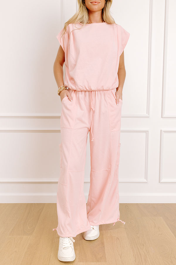 The Chill Edit High Waist Cargo Pants in Pink Image 1