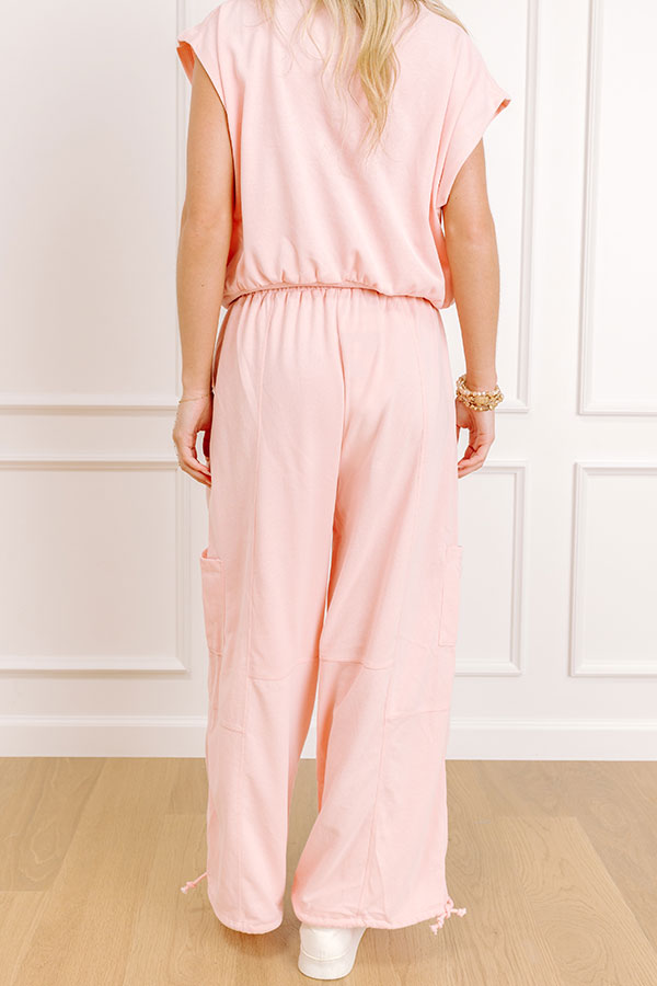 The Chill Edit High Waist Cargo Pants in Pink Image 3