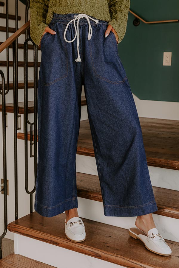 The Matilda High Waist Wide Leg Crop Jean in Dark Wash