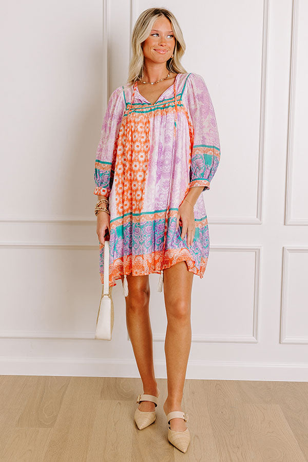 Boho Babe Color Block Floral Mini Dress in Violet Image 2