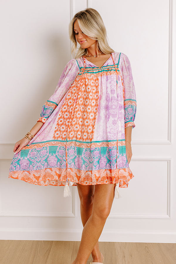 Boho Babe Color Block Floral Mini Dress in Violet Image 3