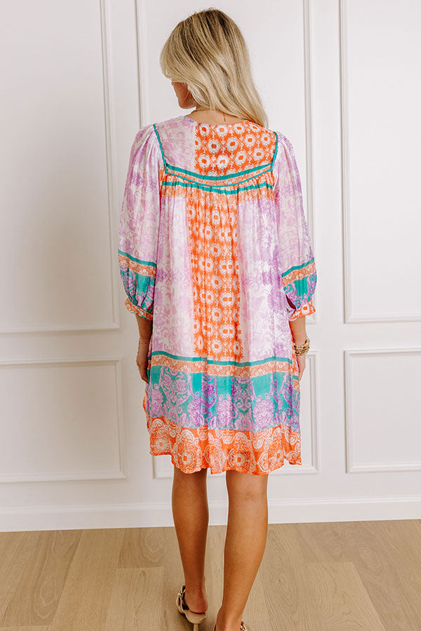 boho babe mini dress Boho Babe Color Block Floral Mini Dress in Navy Curves