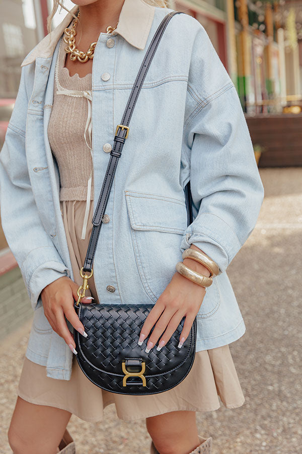 Alise Faux Leather Woven Crossbody in Black Image - 1