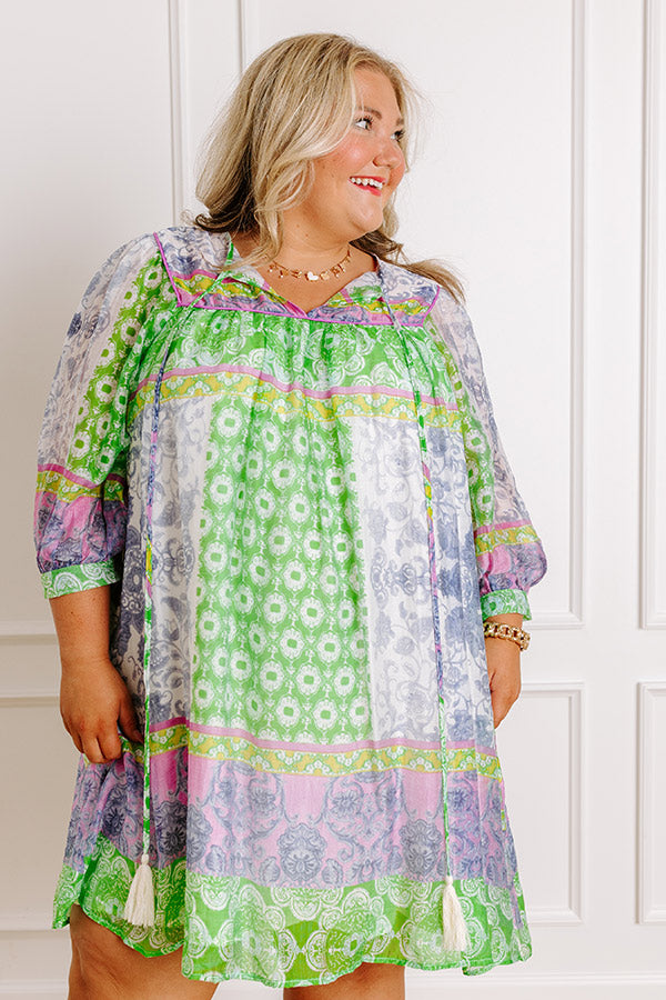 Boho Babe Color Block Floral Mini Dress in Navy Curves Image 2