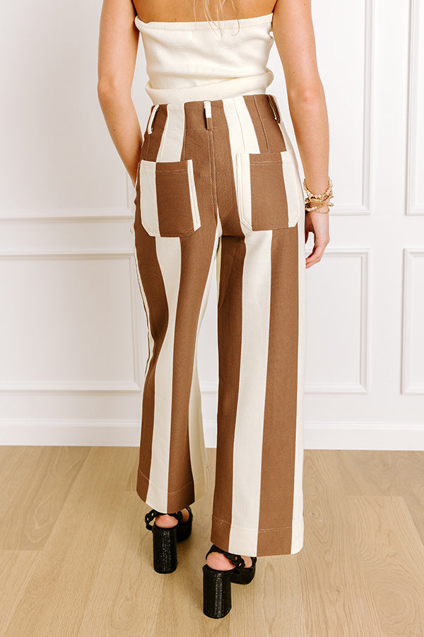 The Kendal High Waist Stripe Pants in Chocolate Image 4