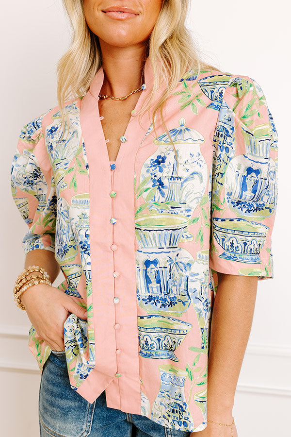 Tuscan Terrace Button Down Top Image 4