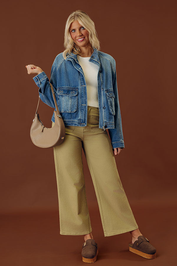 The Lana High Waist Wide Leg Jean in Sage Image - 1