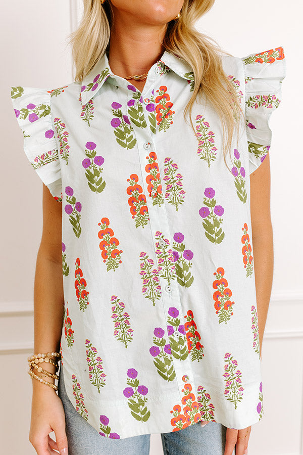 Picnic In The Garden Button Down Floral Top Image - 3