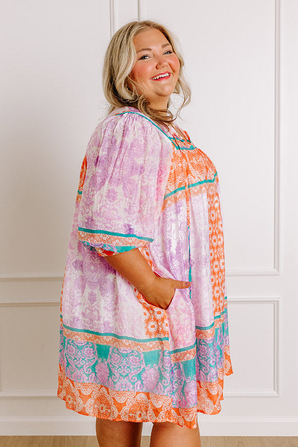 Boho Babe Color Block Floral Mini Dress in Violet Curves Image 5