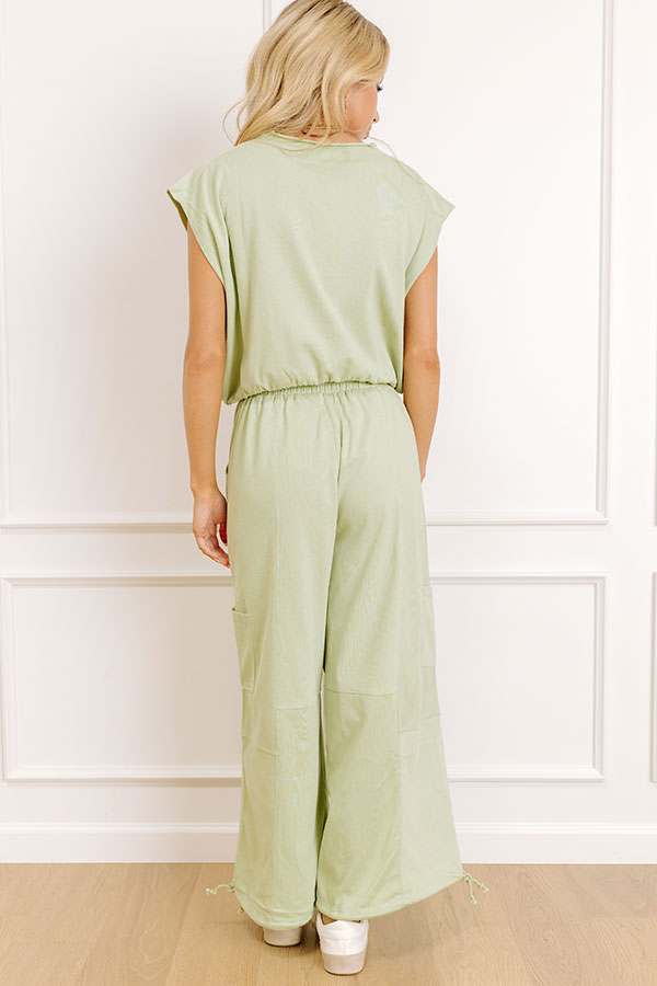 The Chill Edit High Waist Cargo Pants in Sage Image 4