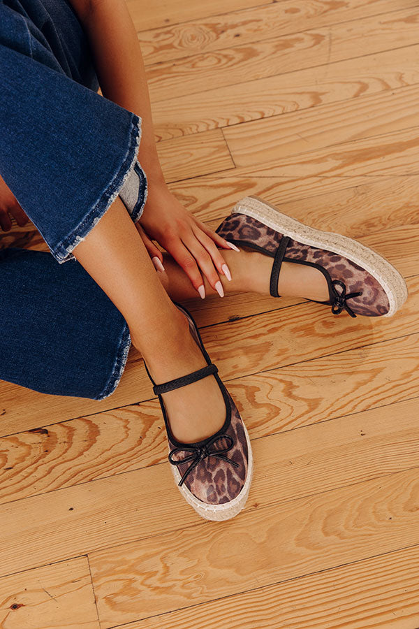 The Olivia Mesh Espadrille Flats in Leopard