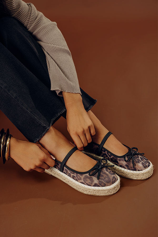 The Olivia Mesh Espadrille Flats in Leopard