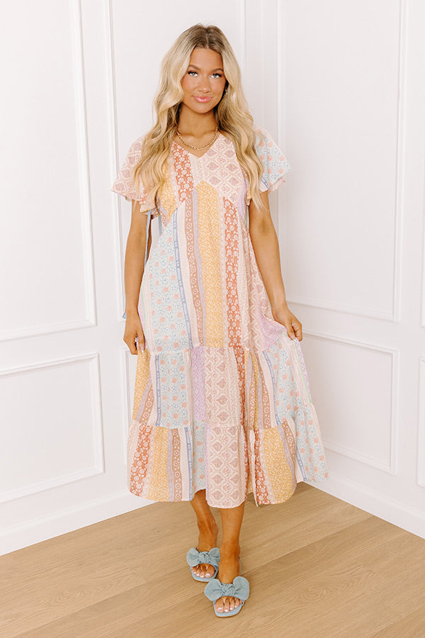 boho floral midi dress Women's Casual Swing Midi Boho Floral Dress, Flowy A-line Half Sleeve Modest Dress, Vacation Ruched Long Dresses with Pockets Blue at Amazon Women's Clothing store