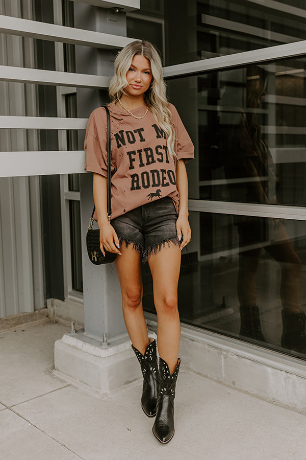 Not My First Rodeo Distressed Oversized Tee Image 1