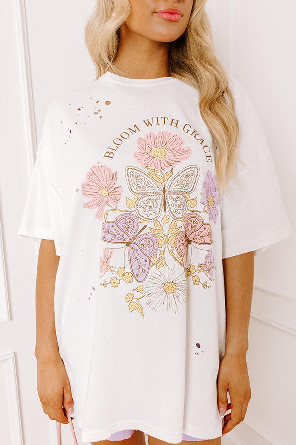 Bloom With Grace Distressed Oversized Tee Image 3