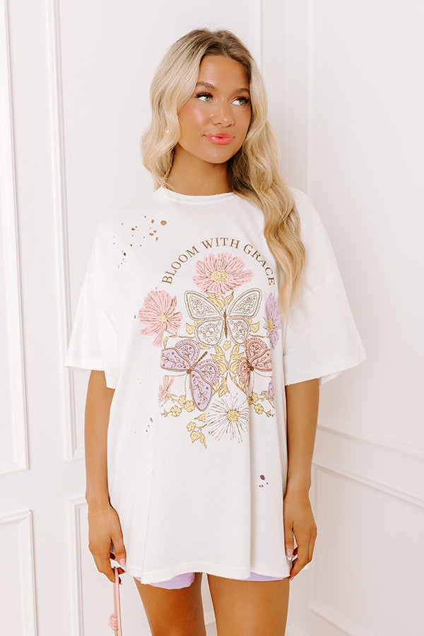 Bloom With Grace Distressed Oversized Tee Image 2
