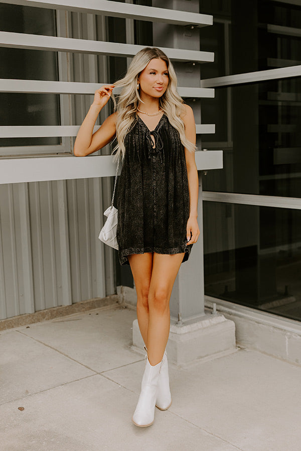 Midtown Chic Linen-Blend Romper in Vintage Black Image 2