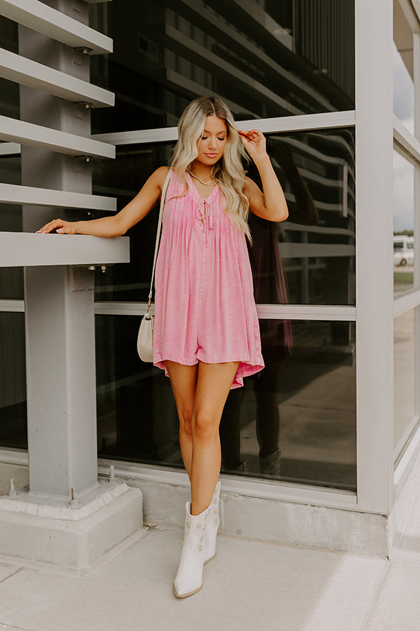 Midtown Chic Linen-Blend Romper in Pink Image 1
