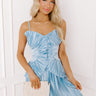 Sweet On You Satin Pleated Mini Dress in Sky Blue Image 1