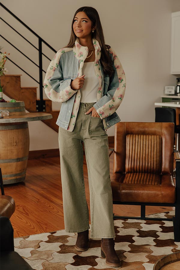 The Lana High Waist Wide Leg Jean in Martini Olive Image - 2