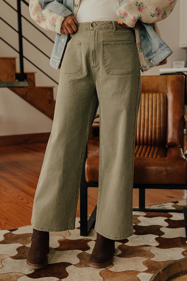 The Lana High Waist Wide Leg Jean in Martini Olive Image - 1