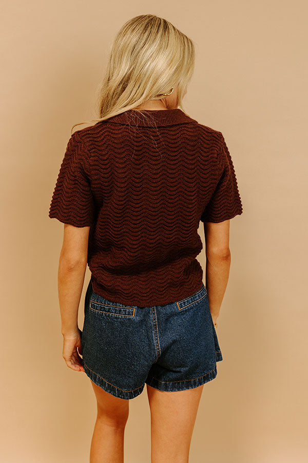 Urban Espresso Pointelle Knit Sweater Top Image 4