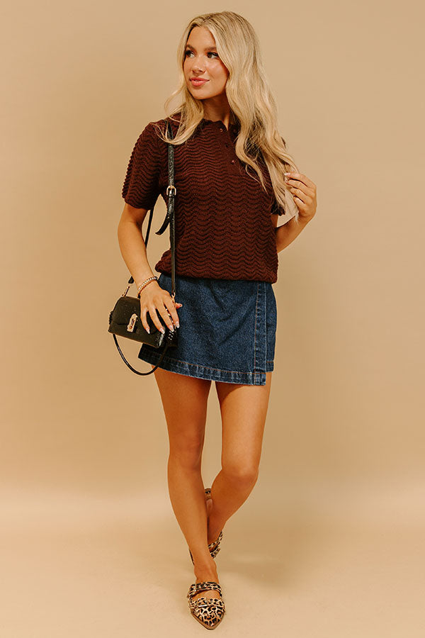 Urban Espresso Pointelle Knit Sweater Top Image 5