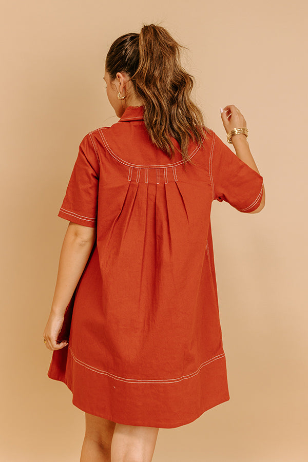 rust denim dress Button Up Long Sleeve Denim Collar, Betsy Shirt Mini Dress in Taupe, Size XS,