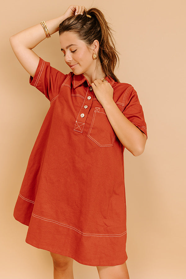 Cafe On Fifth Denim Mini Dress in Rust Image 2