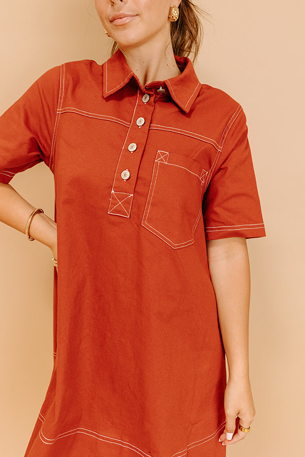 Cafe On Fifth Denim Mini Dress in Rust Image 4