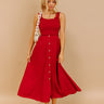 Harvest Lane Linen-Blend Midi Dress in Crimson Image 1